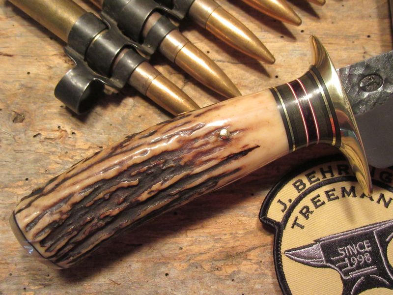  BIG Double skull Clip Point Fighter Hammermark Musk Ox Butt