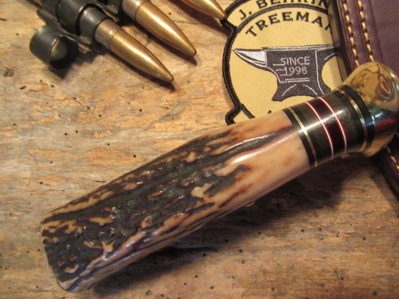  BIG Double skull Clip Point Fighter Hammermark Musk Ox Butt