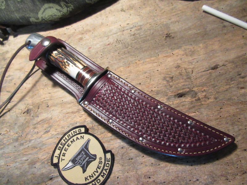    Order Only ! Treeman Skull Fighter Stag Aluminum Tooled sheath