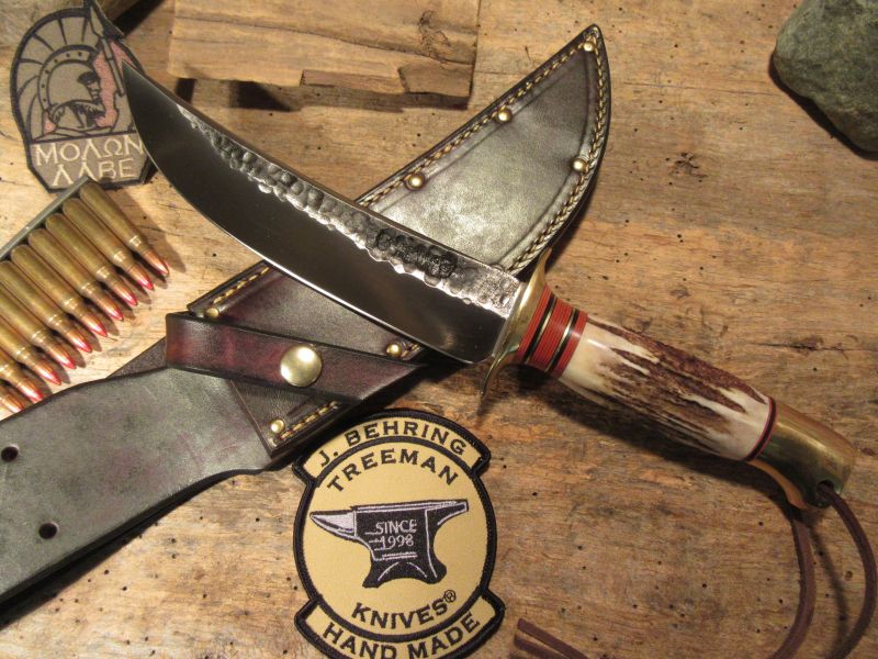 J. Behring Double Skull Fighter Stag Brass Crows beak  