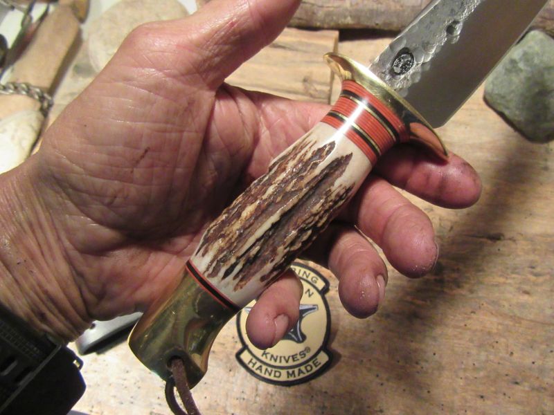 J. Behring Double Skull Fighter Stag Brass Crows beak  