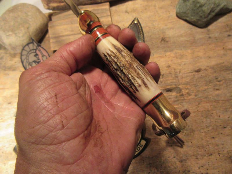 J. Behring Double Skull Fighter Stag Brass Crows beak  