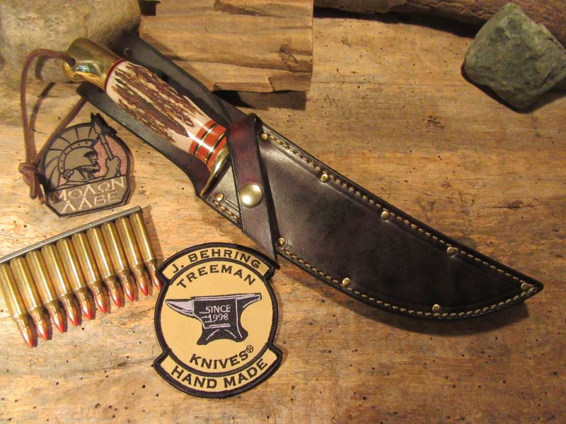 J. Behring Double Skull Fighter Stag Brass Crows beak  