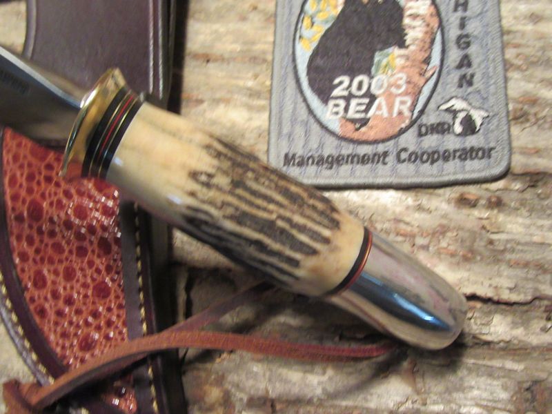  J.Behring 4 1/2" Iron Mountain MI Hunter Frog skin sheath