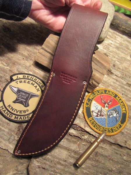            J.Behring handmade 5 1/4"  Woodmonk Hunter Ostritch inlay