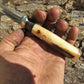 J. Behring Handmade Artifact Ivory & Ox Deer & Trout Knife