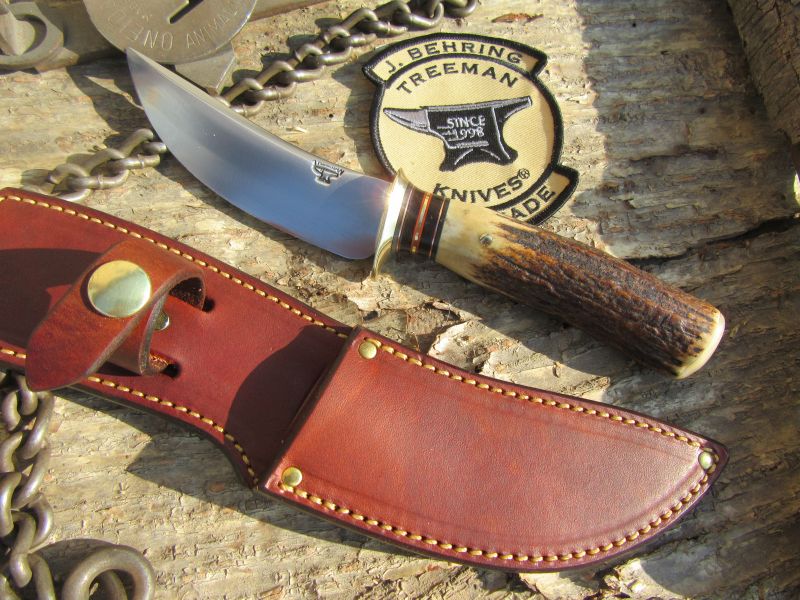 J. Behring Handmade Wood Monk Deer & Trout Stag Ox Butt 