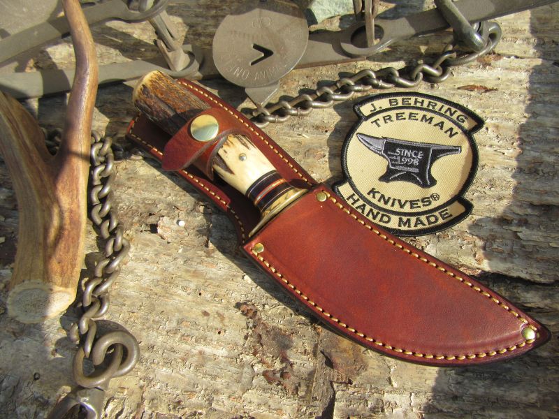 J. Behring Handmade Wood Monk Deer & Trout Stag Ox Butt 