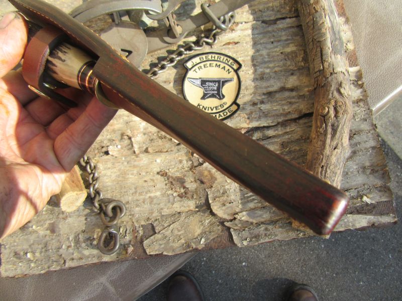 J. Behring Handmade Wood Monk Deer & Trout Stag Ox Butt 
