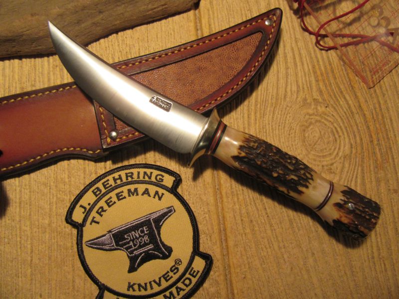  Treeman Huron Hunter 5" Blade Stag/Stag Eleaphant ear sheath