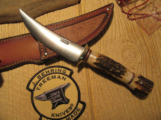  Treeman Huron Hunter 5" Blade Stag/Stag Eleaphant ear sheath