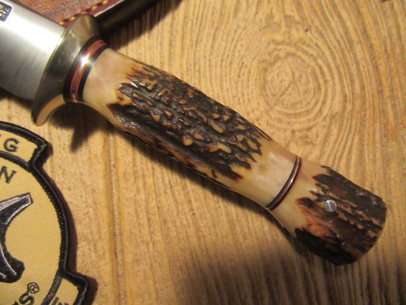  Treeman Huron Hunter 5" Blade Stag/Stag Eleaphant ear sheath