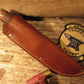 J. Behring Handmade Michigan Hunter Caper 3 3/4" Blade Red Stag Ox Butt 