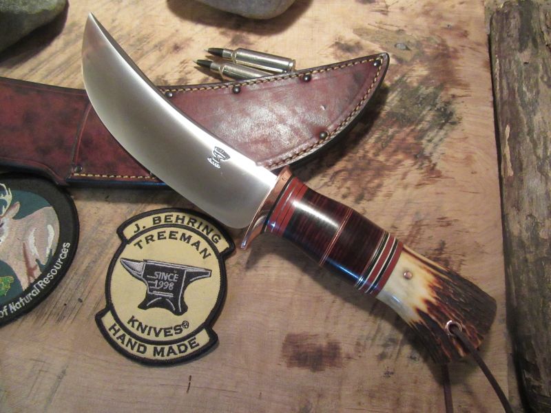 Treeman Camp Knife Sambar Stag Crotch Stag Copper Guard