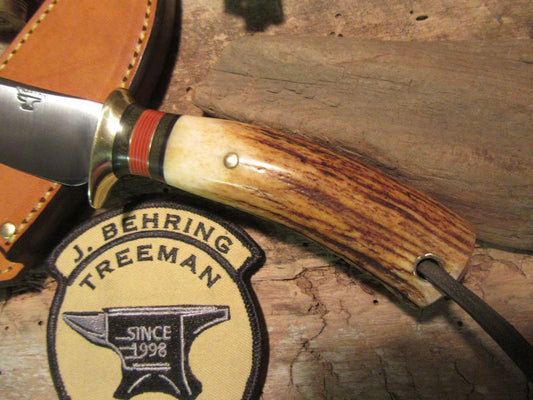  J. Behring Trout and Deer Sambar Stag with lined Thong hole