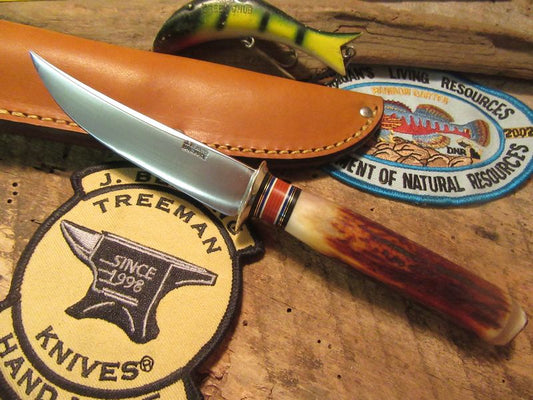  J.Behring Trout Knife Red Stag Musk Ox