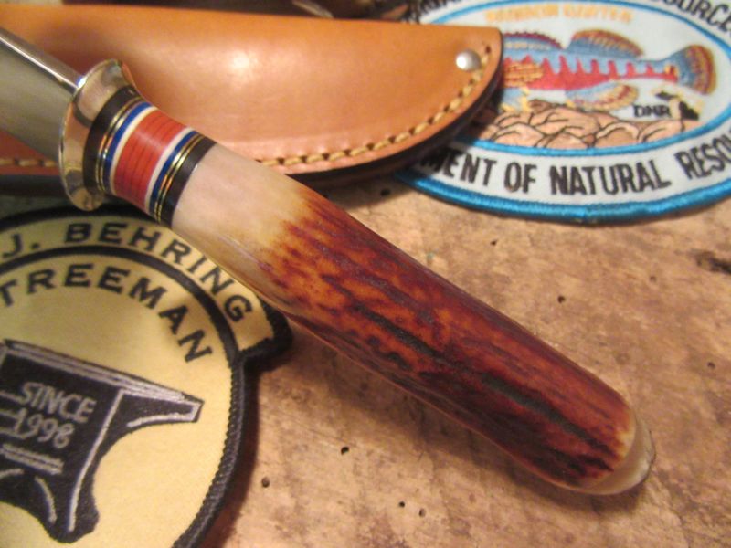  J.Behring Trout Knife Red Stag Musk Ox