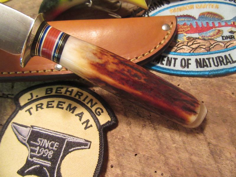  J.Behring Trout Knife Red Stag Musk Ox