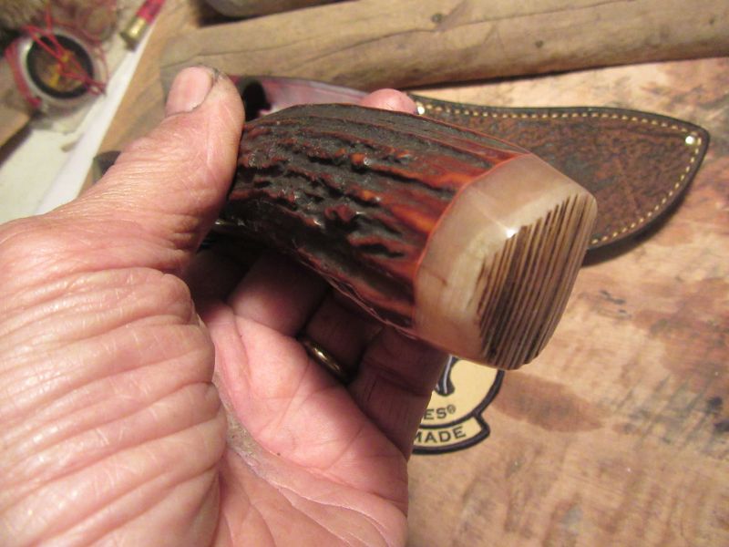 J. Behring Handmade Woodmonk Hammermark 5 1/2" Blade Killer Red Satg Ox Butt 