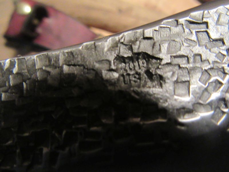 J. Behring Handmade Woodmonk Hammermark 5 1/2" Blade Killer Red Satg Ox Butt 