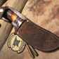 J. Behring Handmade Woodmonk Hammermark 5 1/2" Blade Killer Red Satg Ox Butt 