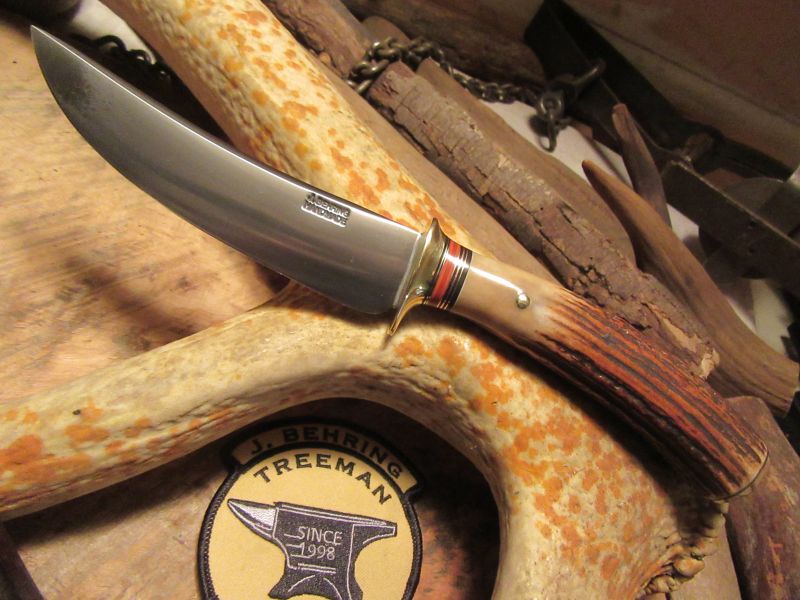 J. Behring Handmade Old School Hunter/Skinner Sambar Stag 5 1/4" blade