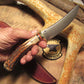 J. Behring Handmade Old School Hunter/Skinner Sambar Stag 5 1/4" blade