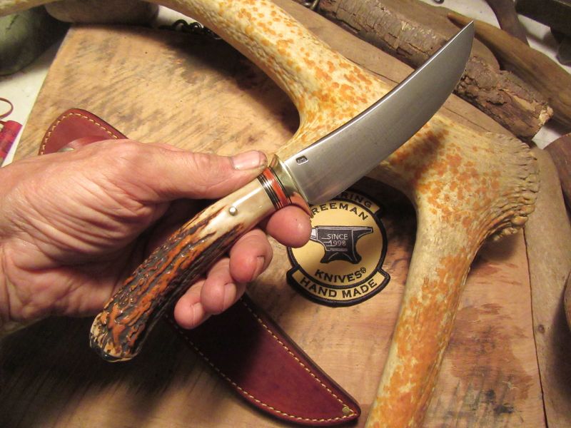 J. Behring Handmade Old School Hunter/Skinner Sambar Stag 5 1/4" blade