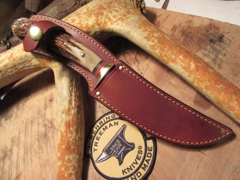 J. Behring Handmade Old School Hunter/Skinner Sambar Stag 5 1/4" blade