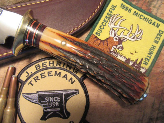 J. Behring Handmade Red Stag 5" Machinaw Hunter 