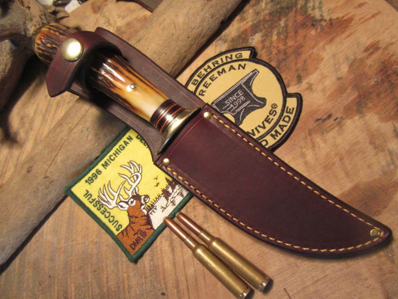 J. Behring Handmade Red Stag 5" Machinaw Hunter 