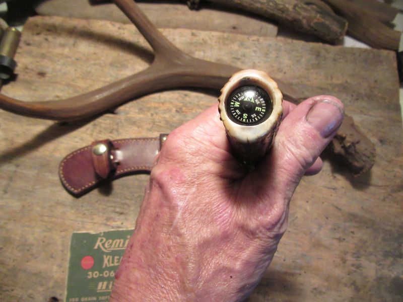 J. Behring Handmade Deer & Trout Stag Compass beaver Tail Sheath  