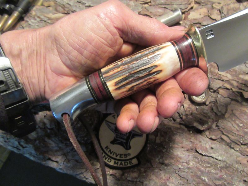 J. Behring Fox River 5" Stag Horse Hide Aluminum Beaver Tail Sheath