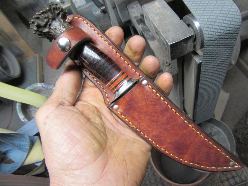 Old School Trout & Bird Crown Stag Horse hide 