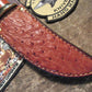 J. Behring Deer & Trout Musk Ox Horn tine with Ostrich sheath 