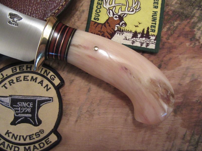 J. Behring Handmade Nesmonk Musk Ox Birds Head handle Ostrich leg sheath 