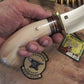 J. Behring Handmade Nesmonk Musk Ox Birds Head handle Ostrich leg sheath 