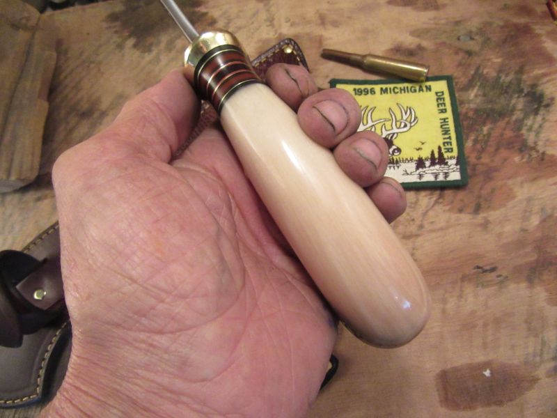 J. Behring Handmade Nesmonk Musk Ox Birds Head handle Ostrich leg sheath 