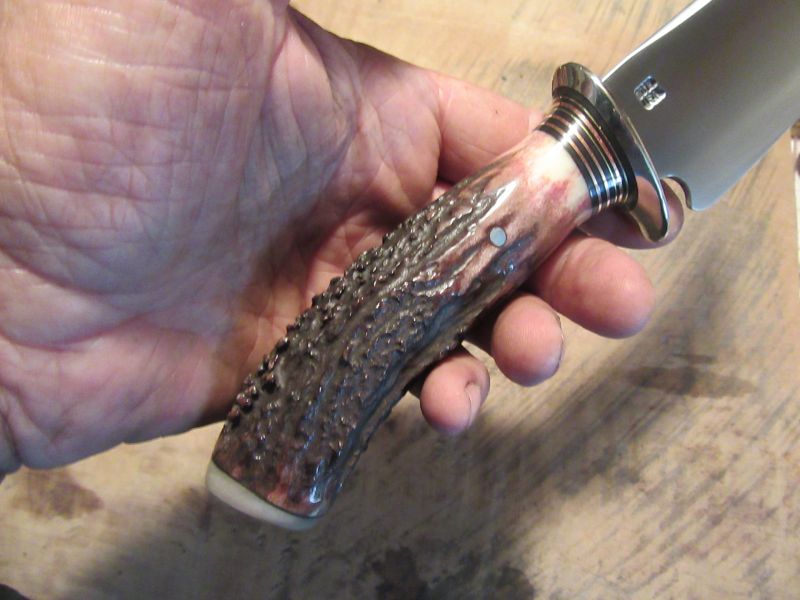 J. Behring Handmade Fox River Hunter Pop Corn Stag Ox Butt Cap Ostritch sheath
