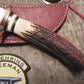                         J. Behring Handmade Fox River hunter Copper Guard Red Sambar Stag Ostritch Sheath