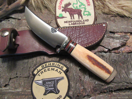 J. Behring Handmade Michigan Hunter Fossil Walrus Ivory Ox Butt Cap Elephant hide sheath 