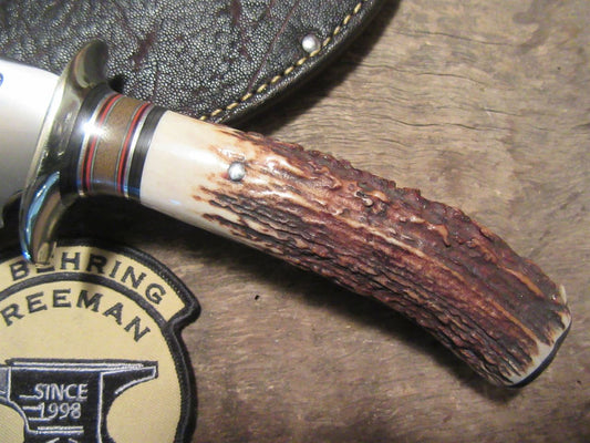 J. Behring Handmade Double Skull Fighter AAA Stag Elephant Ear Sheath Cape Buffalo Butt cap