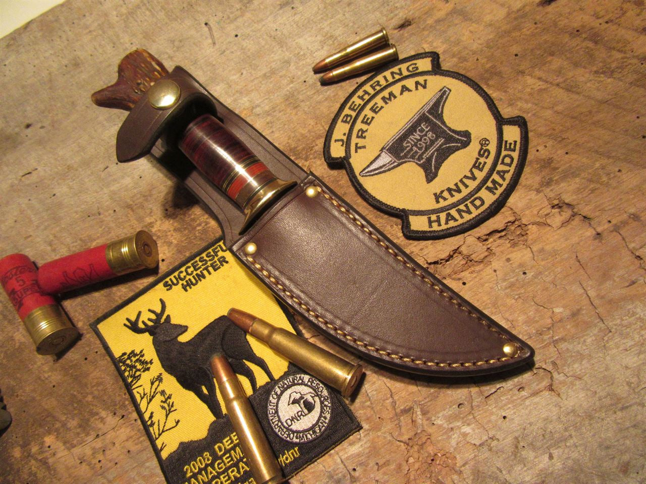 J. Behring Deer & Trout Horsehide Crotch stag brass cap 