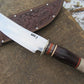     J.Behring Handmade 8" Camp Knife Nickel Horse Hide Crown Stag Acorns and Oak Leaf carved sheath