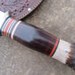     J.Behring Handmade 8" Camp Knife Nickel Horse Hide Crown Stag Acorns and Oak Leaf carved sheath