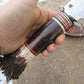     J.Behring Handmade 8" Camp Knife Nickel Horse Hide Crown Stag Acorns and Oak Leaf carved sheath
