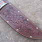     J.Behring Handmade 8" Camp Knife Nickel Horse Hide Crown Stag Acorns and Oak Leaf carved sheath