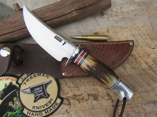              J. Behring Handmade Iron Mt. Hunter 5" Stag Aluminum 