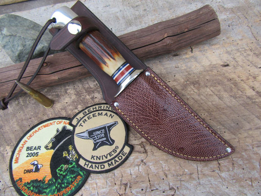              J. Behring Handmade Iron Mt. Hunter 5" Stag Aluminum 