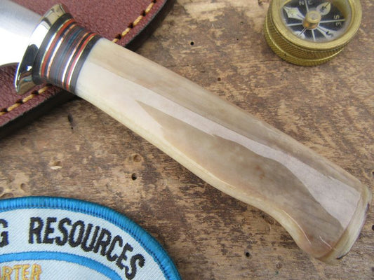 J.Behring Handmade Fossilized Ivory Drop Point Trout Knife 